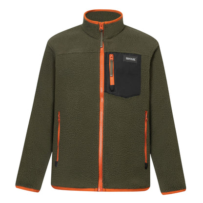 Dark Khaki-Rooibos Tea - Front - Regatta Childrens-Kids Frankie Colour Block Fleece Jacket