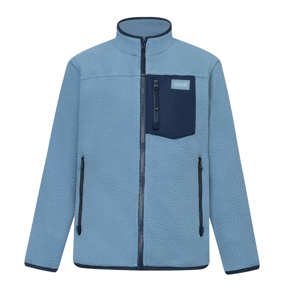 Dusky Blue-Navy - Front - Regatta Childrens-Kids Frankie Colour Block Fleece Jacket