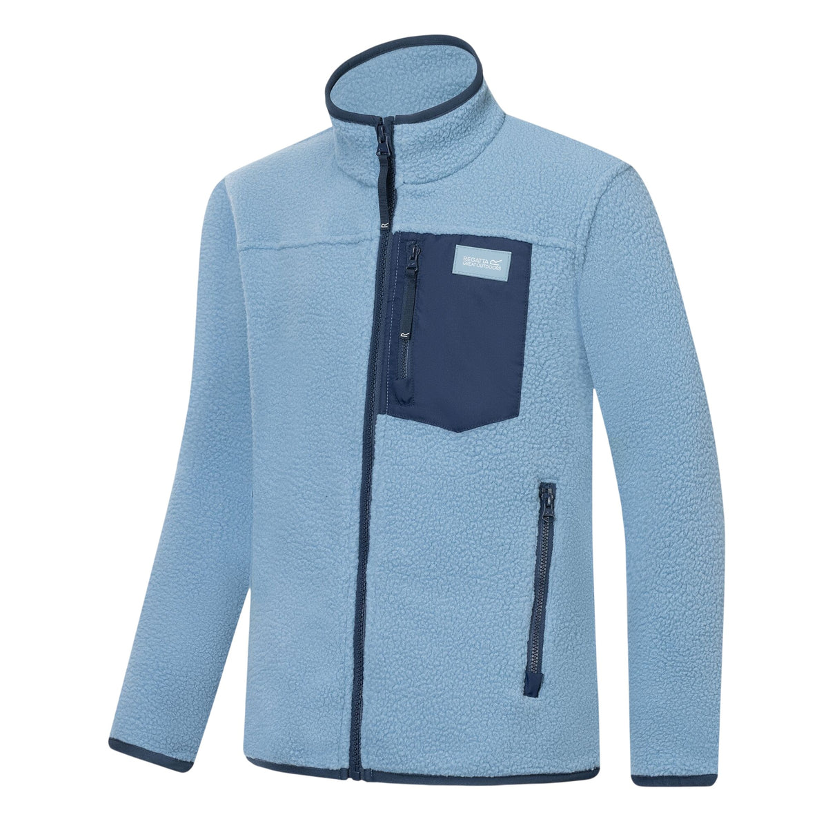 Dusky Blue-Navy - Side - Regatta Childrens-Kids Frankie Colour Block Fleece Jacket