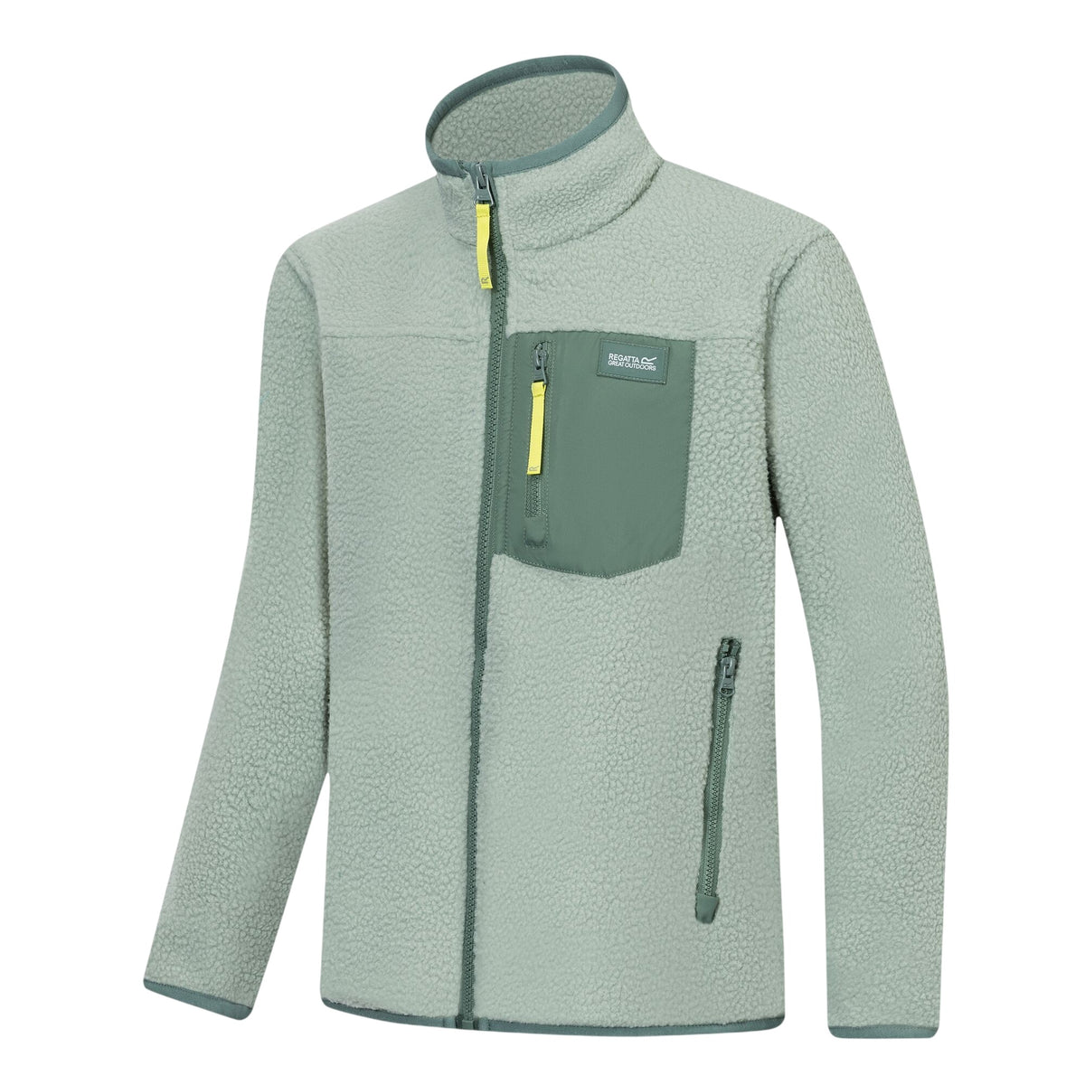 Glacier Green-Dark Forest Green - Side - Regatta Childrens-Kids Frankie Colour Block Fleece Jacket