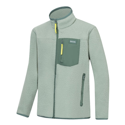 Glacier Green-Dark Forest Green - Side - Regatta Childrens-Kids Frankie Colour Block Fleece Jacket