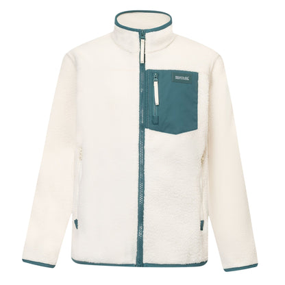 Light Vanilla-Mediterranea - Front - Regatta Childrens-Kids Frankie Colour Block Fleece Jacket