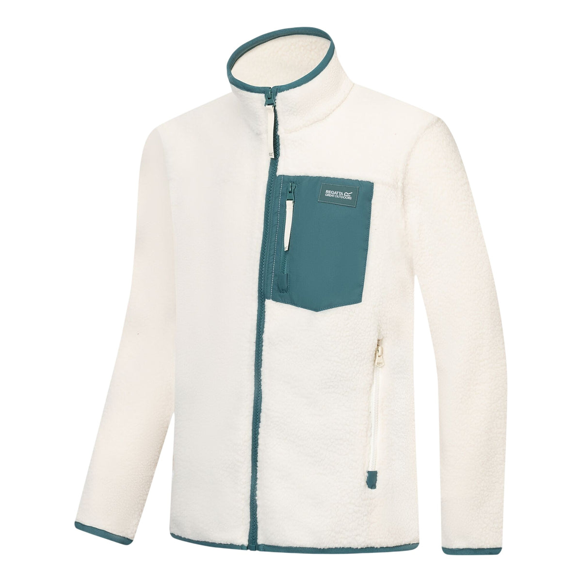 Light Vanilla-Mediterranea - Side - Regatta Childrens-Kids Frankie Colour Block Fleece Jacket