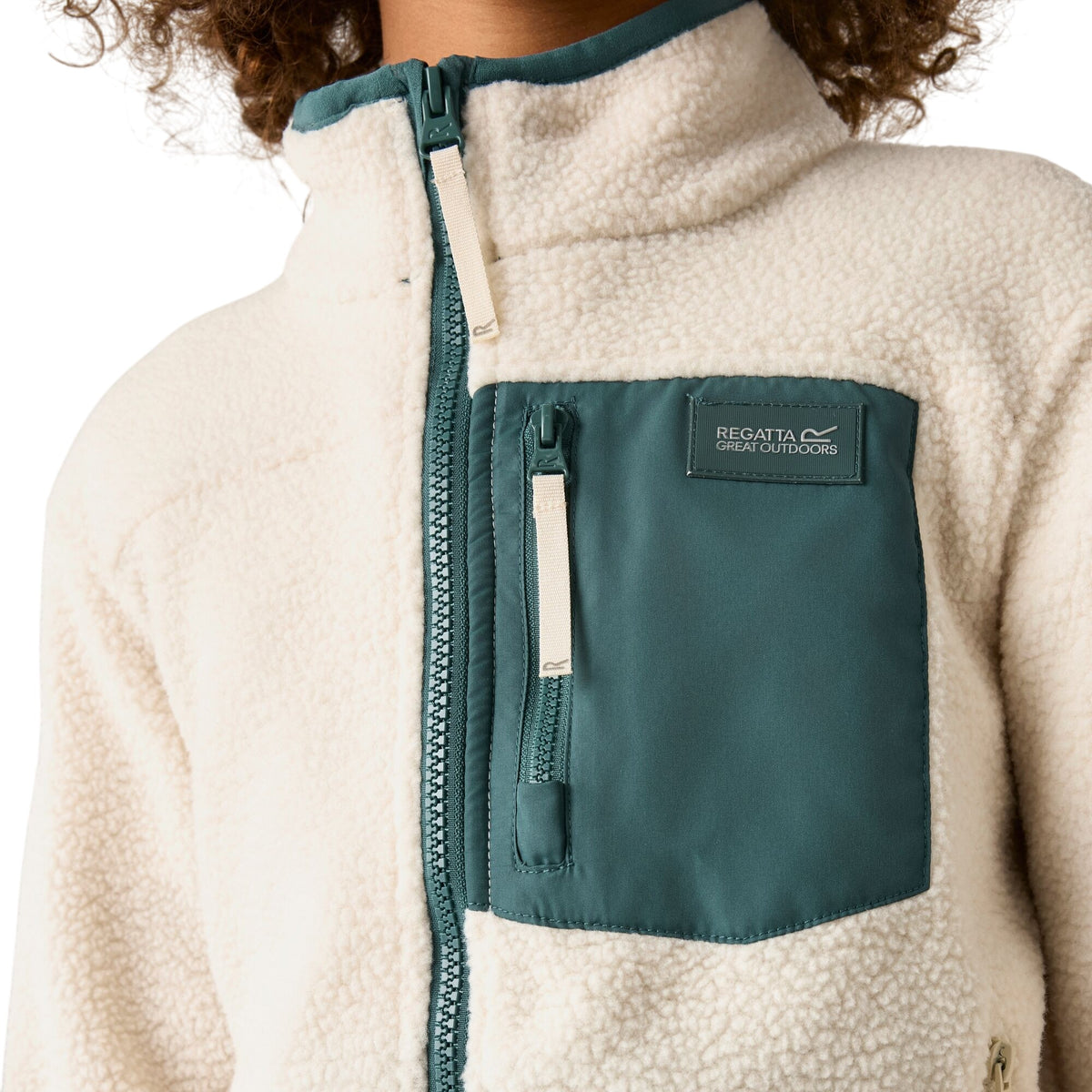 Light Vanilla-Mediterranea - Pack Shot - Regatta Childrens-Kids Frankie Colour Block Fleece Jacket