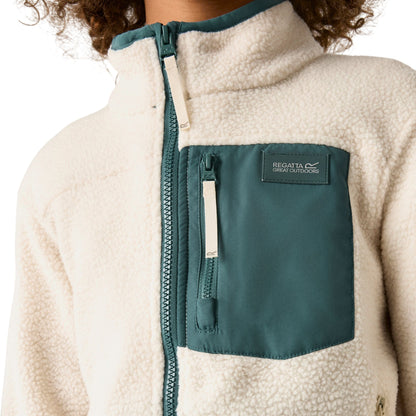 Light Vanilla-Mediterranea - Pack Shot - Regatta Childrens-Kids Frankie Colour Block Fleece Jacket