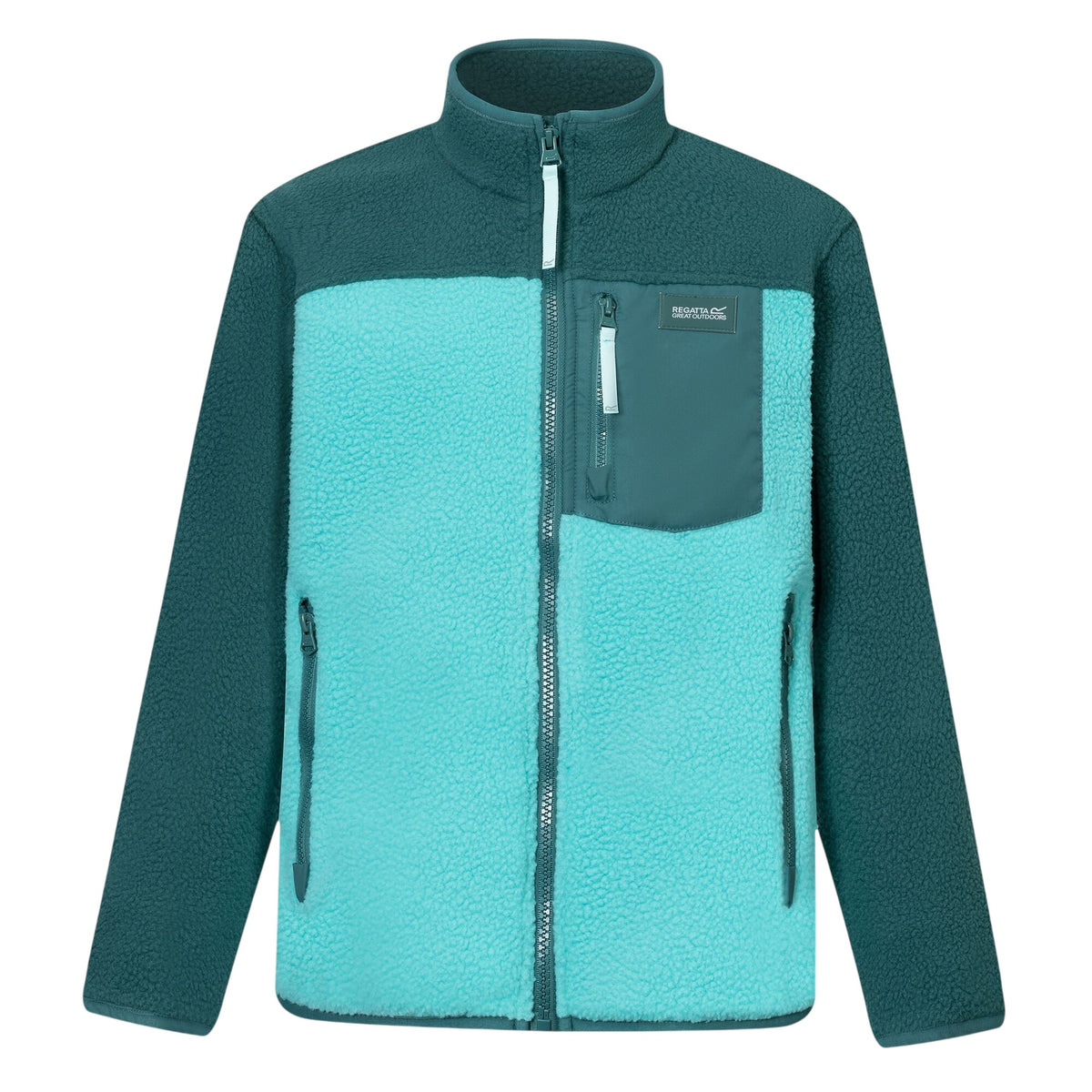 Mediterranea-Turquoise - Front - Regatta Childrens-Kids Frankie Colour Block Fleece Jacket
