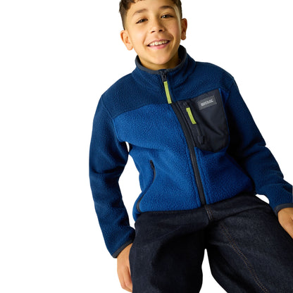 Aviator Blue-Olympian Blue - Pack Shot - Regatta Childrens-Kids Frankie Colour Block Fleece Jacket