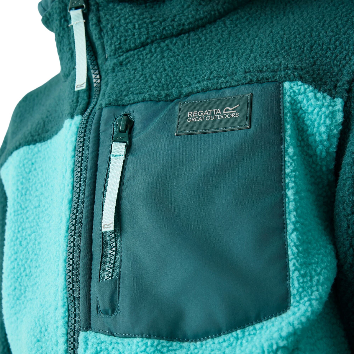 Mediterranea-Turquoise - Pack Shot - Regatta Childrens-Kids Frankie Colour Block Fleece Jacket