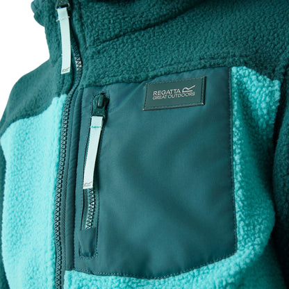 Mediterranea-Turquoise - Pack Shot - Regatta Childrens-Kids Frankie Colour Block Fleece Jacket