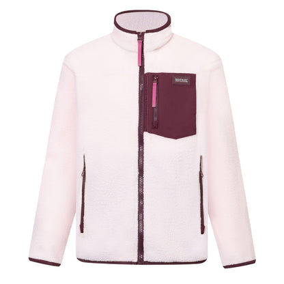 Pink Haze-Fig - Front - Regatta Childrens-Kids Frankie Colour Block Fleece Jacket