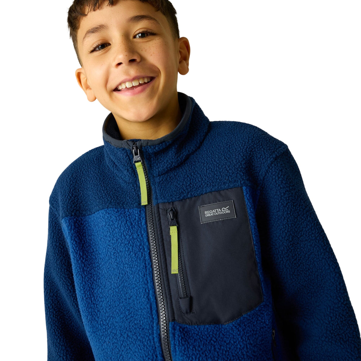 Aviator Blue-Olympian Blue - Close up - Regatta Childrens-Kids Frankie Colour Block Fleece Jacket