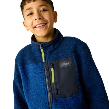 Aviator Blue-Olympian Blue - Close up - Regatta Childrens-Kids Frankie Colour Block Fleece Jacket