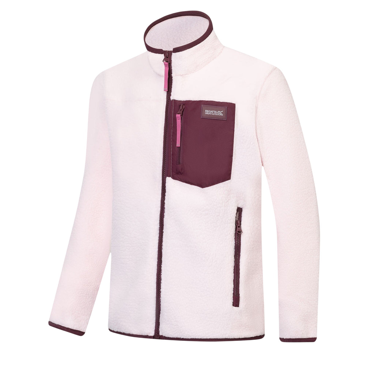 Pink Haze-Fig - Side - Regatta Childrens-Kids Frankie Colour Block Fleece Jacket