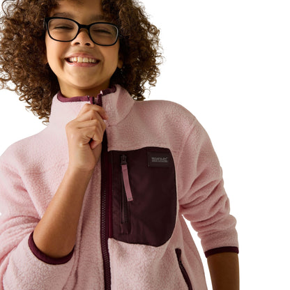 Pink Haze-Fig - Pack Shot - Regatta Childrens-Kids Frankie Colour Block Fleece Jacket