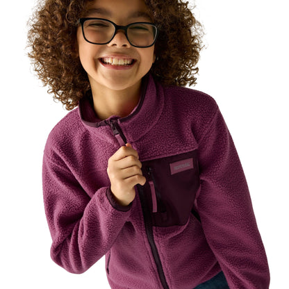 Violet Fig - Pack Shot - Regatta Childrens-Kids Frankie Colour Block Fleece Jacket