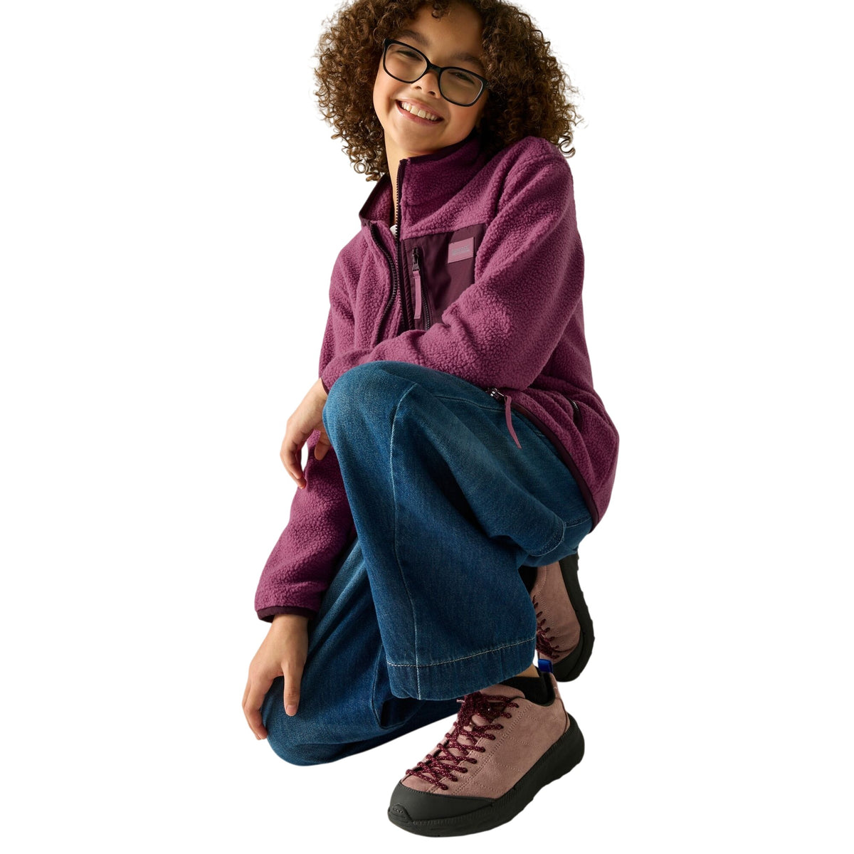 Violet Fig - Close up - Regatta Childrens-Kids Frankie Colour Block Fleece Jacket