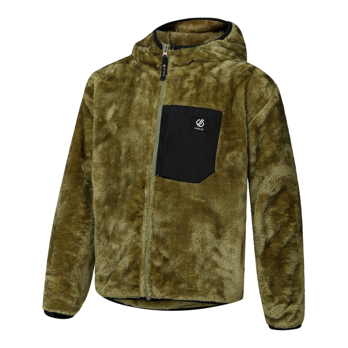 Martini Olive-Black - Side - Dare 2B Childrens-Kids Powder Fleece Jacket