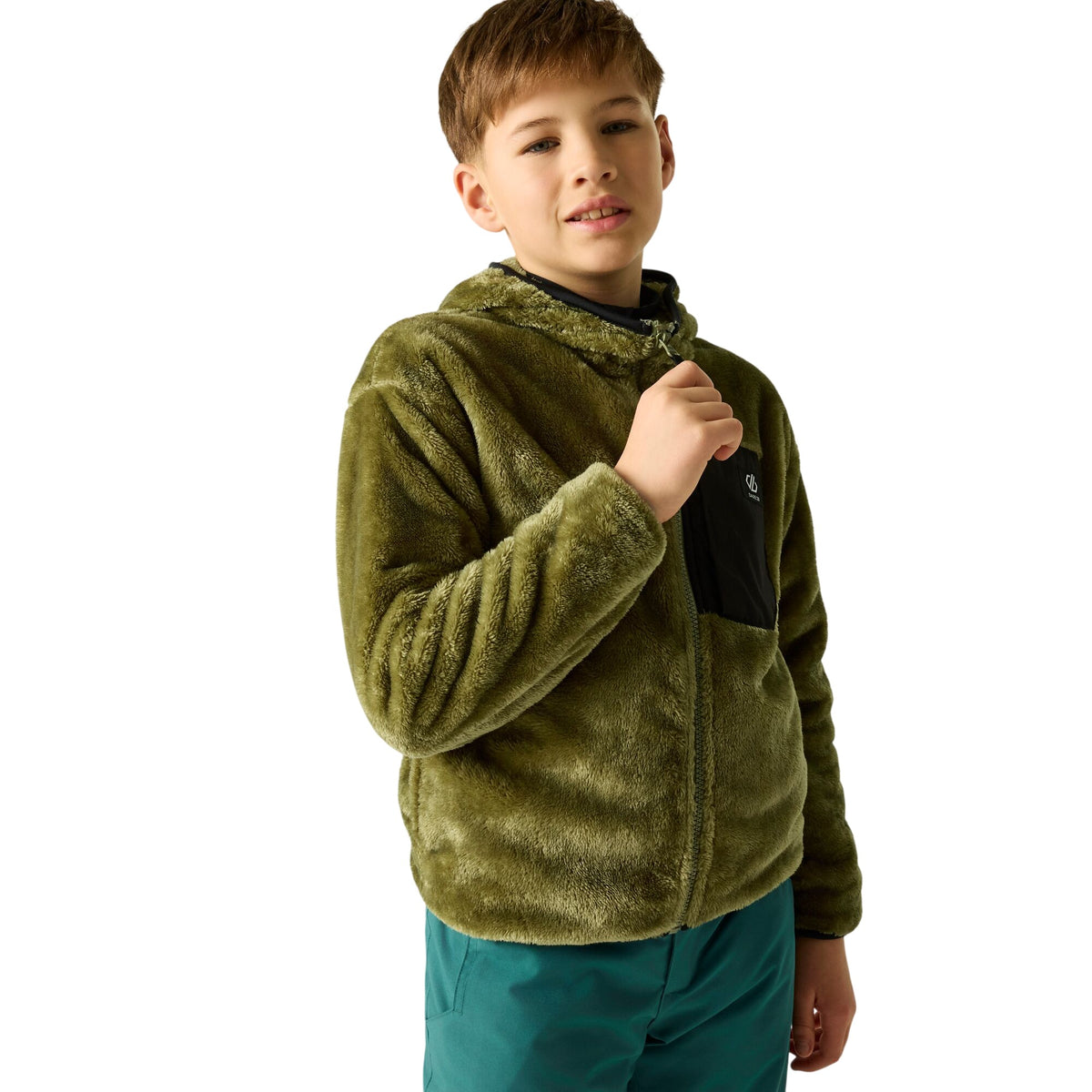 Martini Olive-Black - Close up - Dare 2B Childrens-Kids Powder Fleece Jacket