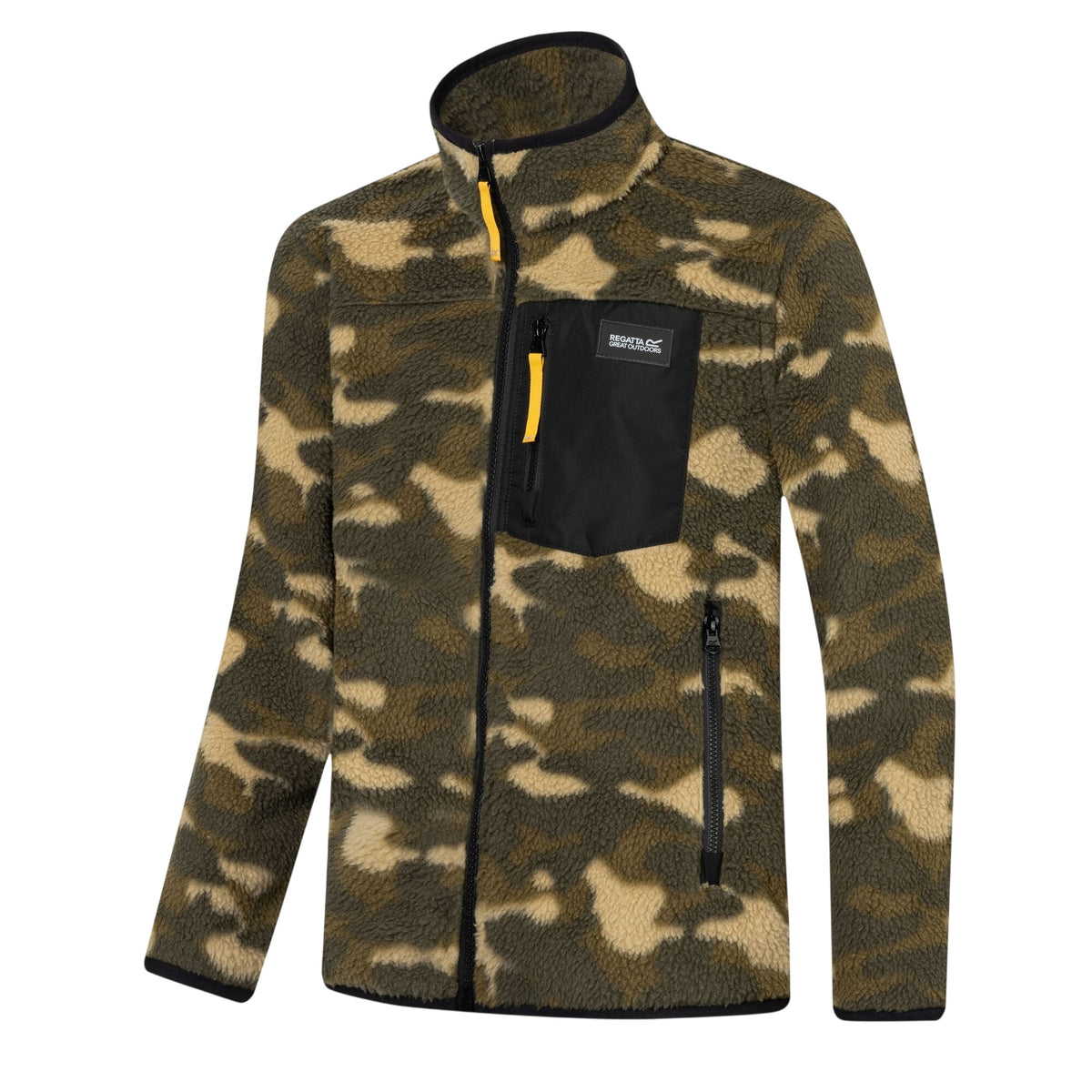 Bark Green - Side - Regatta Childrens-Kids Frankie Camo Full Zip Fleece Jacket