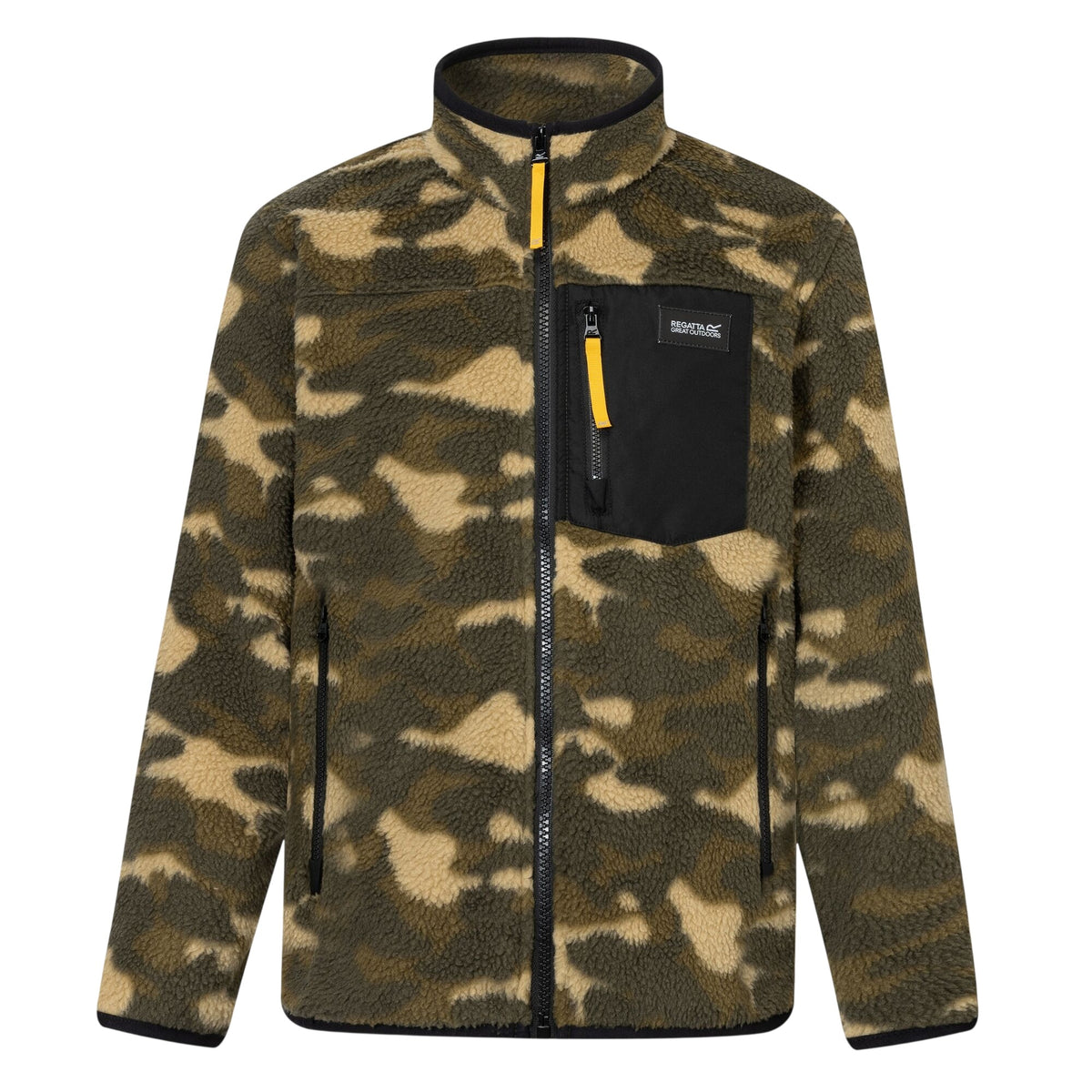 Bark Green - Front - Regatta Childrens-Kids Frankie Camo Full Zip Fleece Jacket