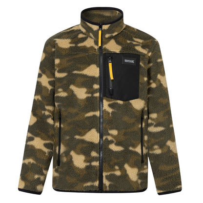 Bark Green - Front - Regatta Childrens-Kids Frankie Camo Full Zip Fleece Jacket