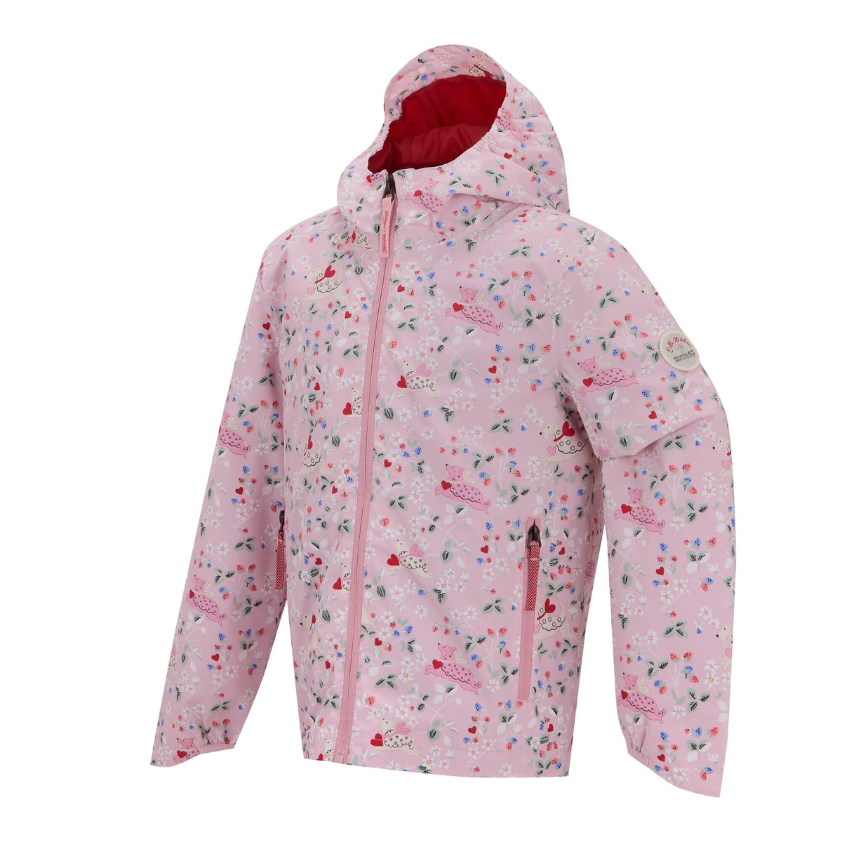Pink - Side - Cath Kidston Girls Puppy Waterproof Jacket