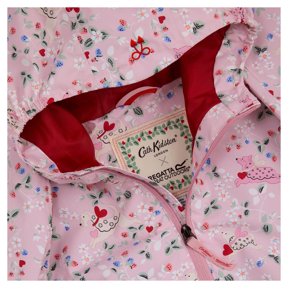Pink - Pack Shot - Cath Kidston Girls Puppy Waterproof Jacket