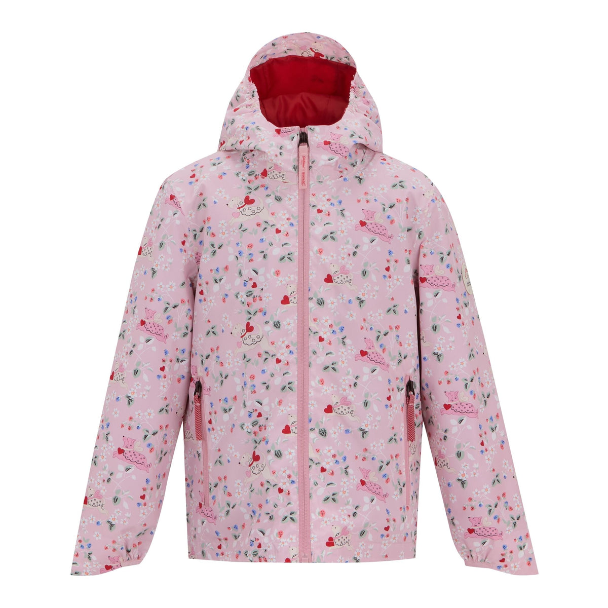 Pink - Front - Cath Kidston Girls Puppy Waterproof Jacket