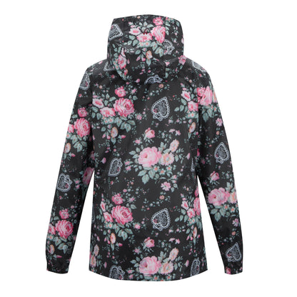 Black - Back - Regatta Womens-Ladies Cath Kidston Hackney Rose Waterproof Shell Jacket
