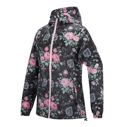 Black - Side - Regatta Womens-Ladies Cath Kidston Hackney Rose Waterproof Shell Jacket