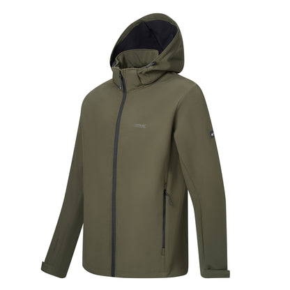 Dark Khaki - Side - Regatta Mens Denvo Wind Resistant Soft Shell Jacket