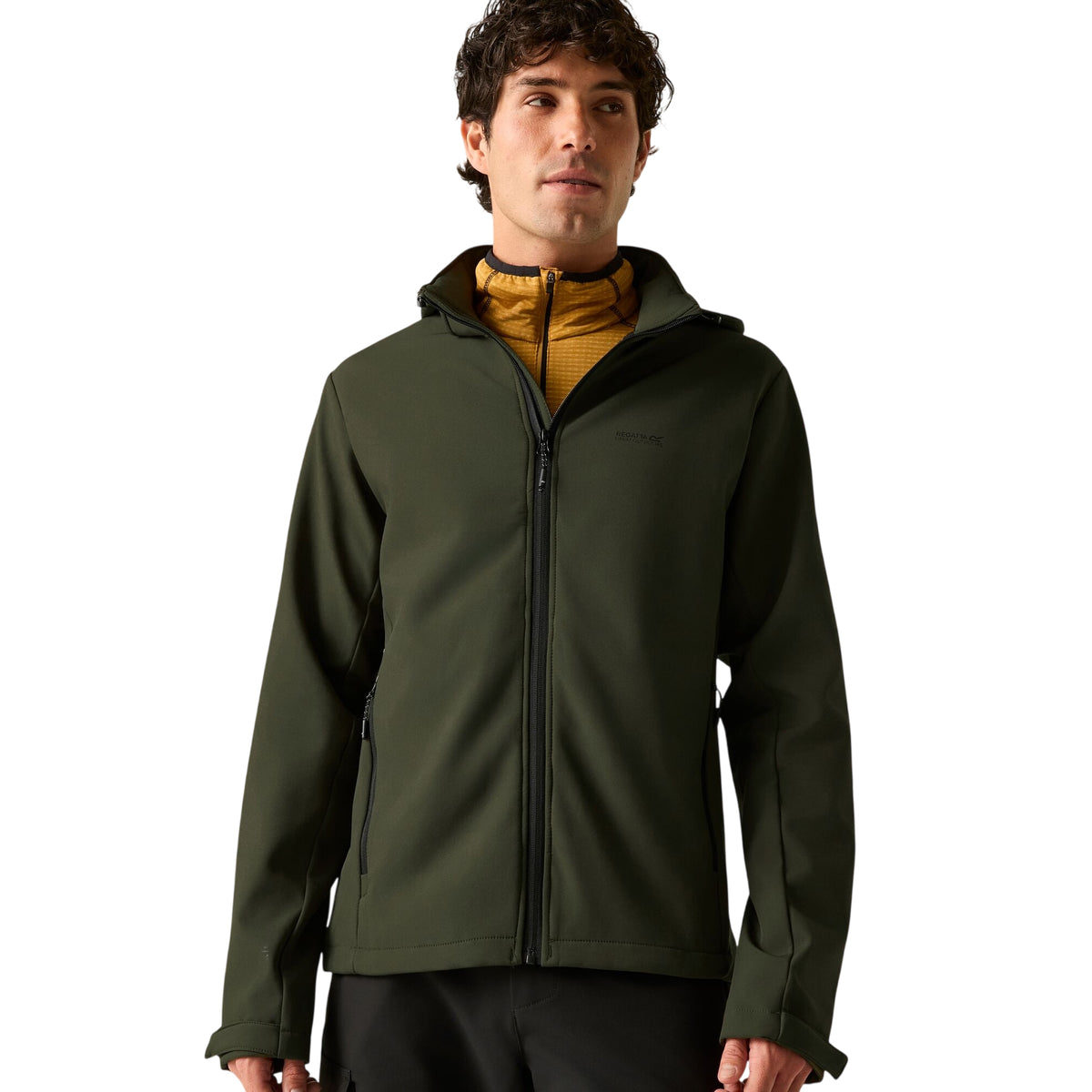 Dark Khaki - Close up - Regatta Mens Denvo Wind Resistant Soft Shell Jacket