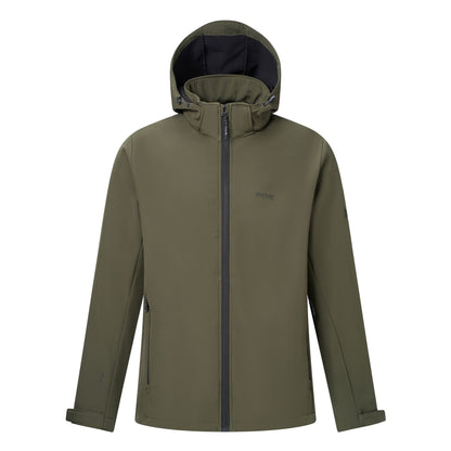 Dark Khaki - Front - Regatta Mens Denvo Wind Resistant Soft Shell Jacket