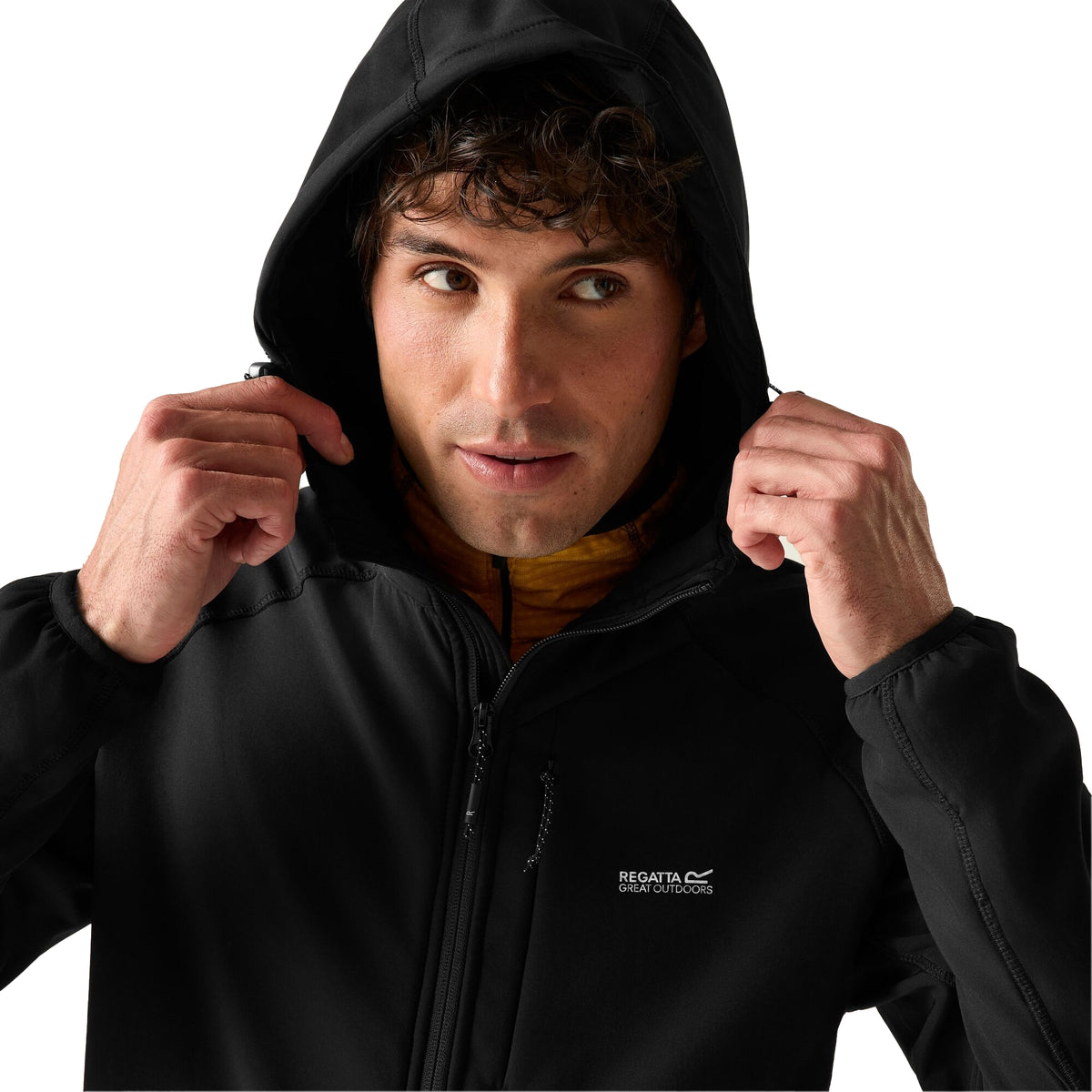 Black - Close up - Regatta Mens Ossek Soft Shell Jacket