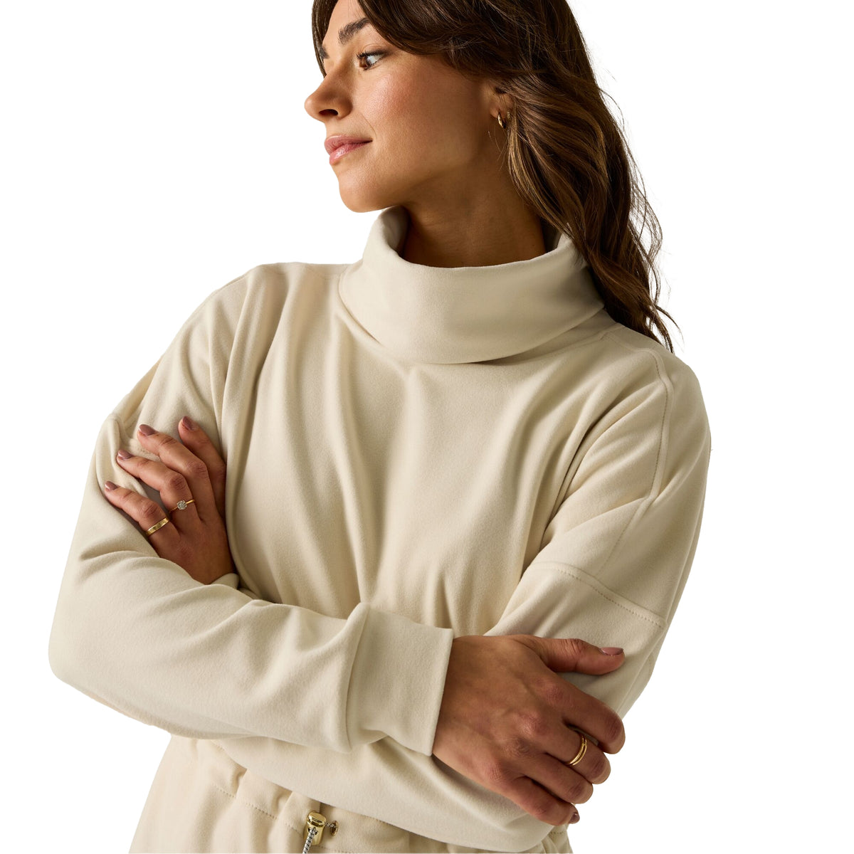 Light Vanilla - Pack Shot - Regatta Womens-Ladies Roll Neck Pull Over Fleece