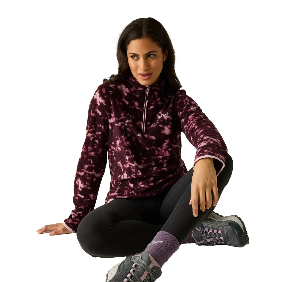 Fig - Pack Shot - Regatta Womens-Ladies Margot Brush Stroke Quarter Zip Fleece