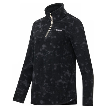 Black - Side - Regatta Womens-Ladies Margot Brush Stroke Quarter Zip Fleece