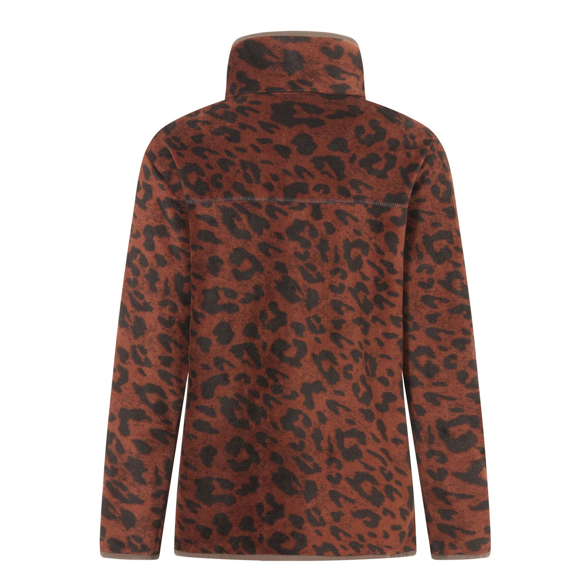 Brown-Black - Back - Regatta Womens-Ladies Frankie Leopard Print Borg Half Zip Fleece