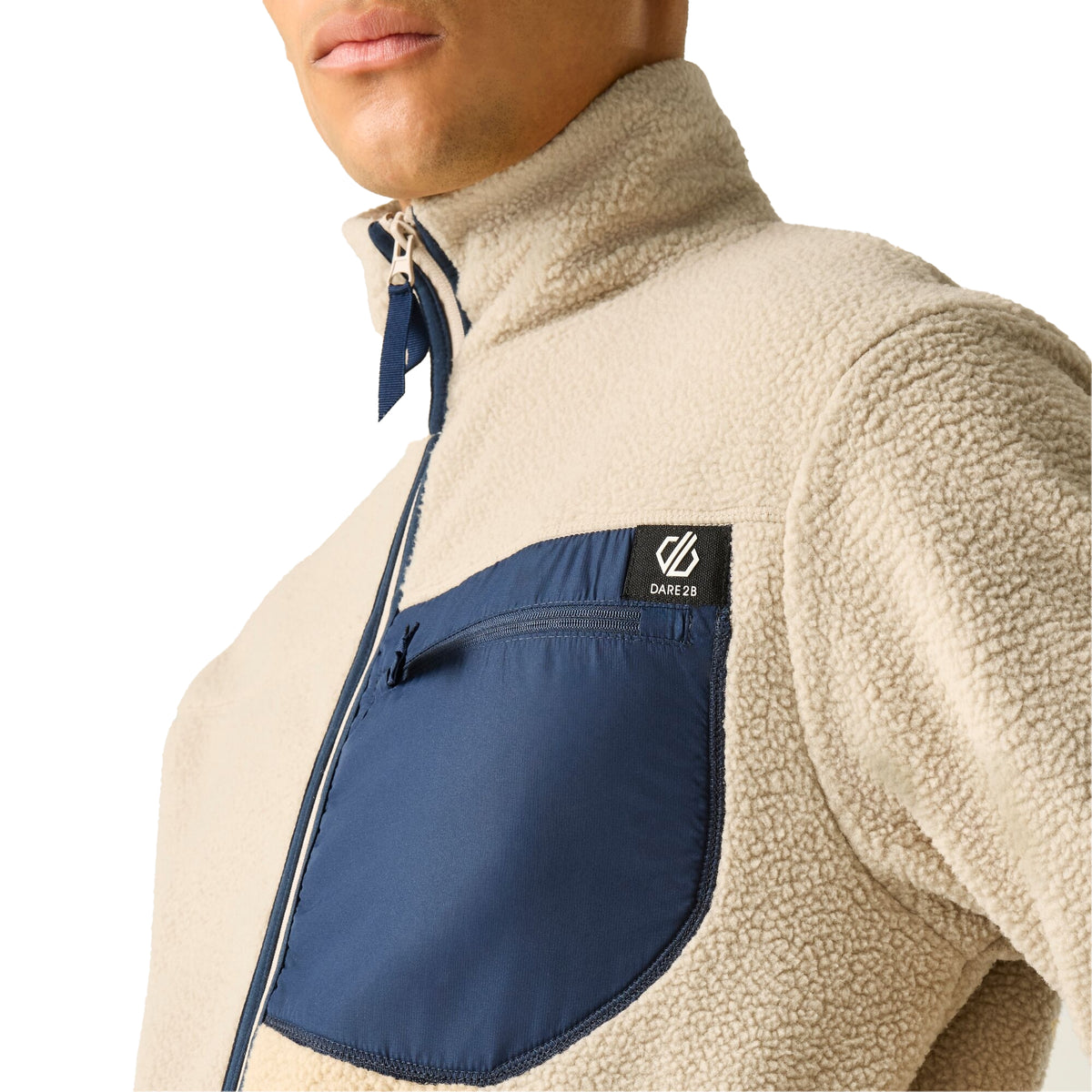 White Pepper - Close up - Dare 2B Mens Camber Shield Borg Fleece Jacket