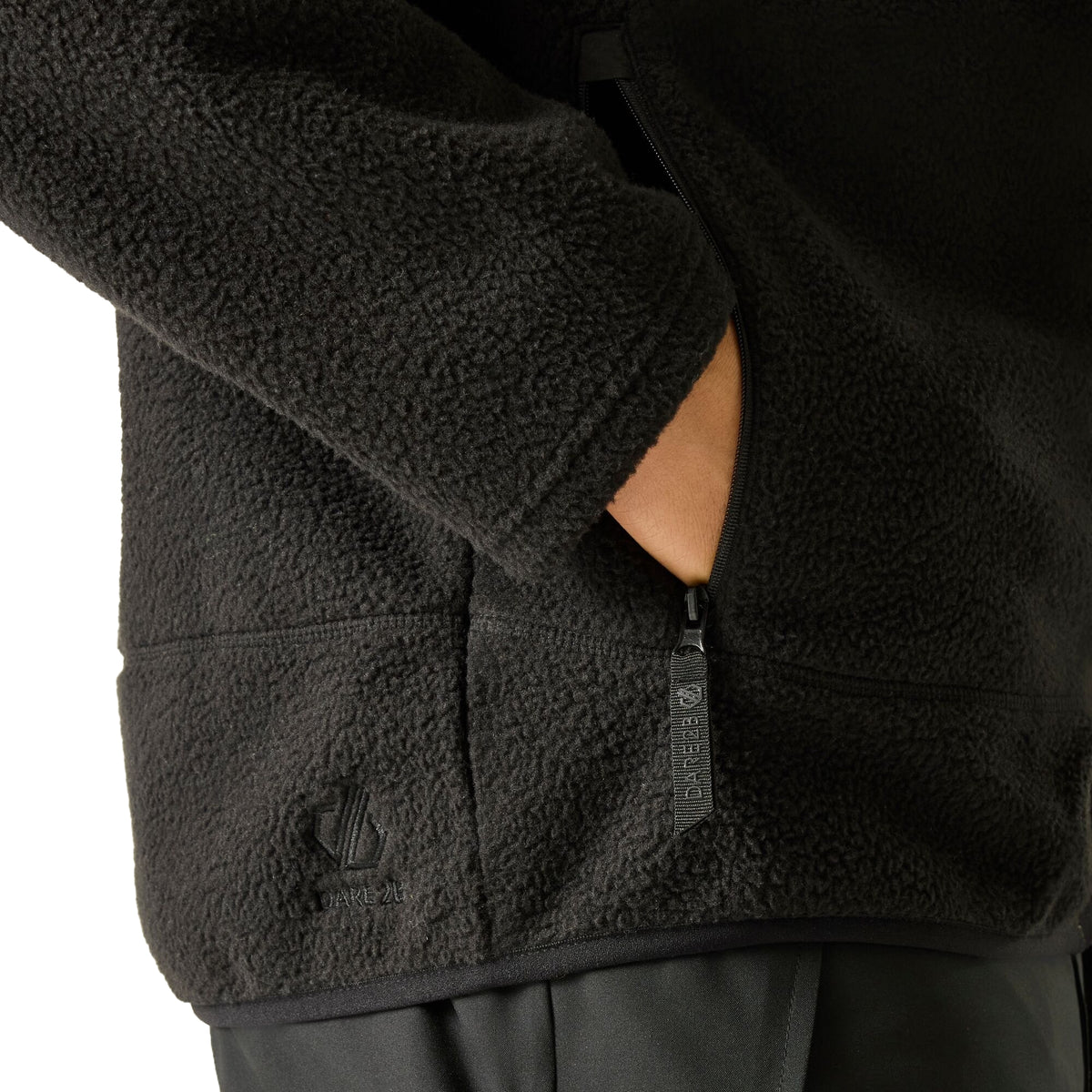 Black - Close up - Dare 2B Mens Camber Shield Borg Fleece Jacket