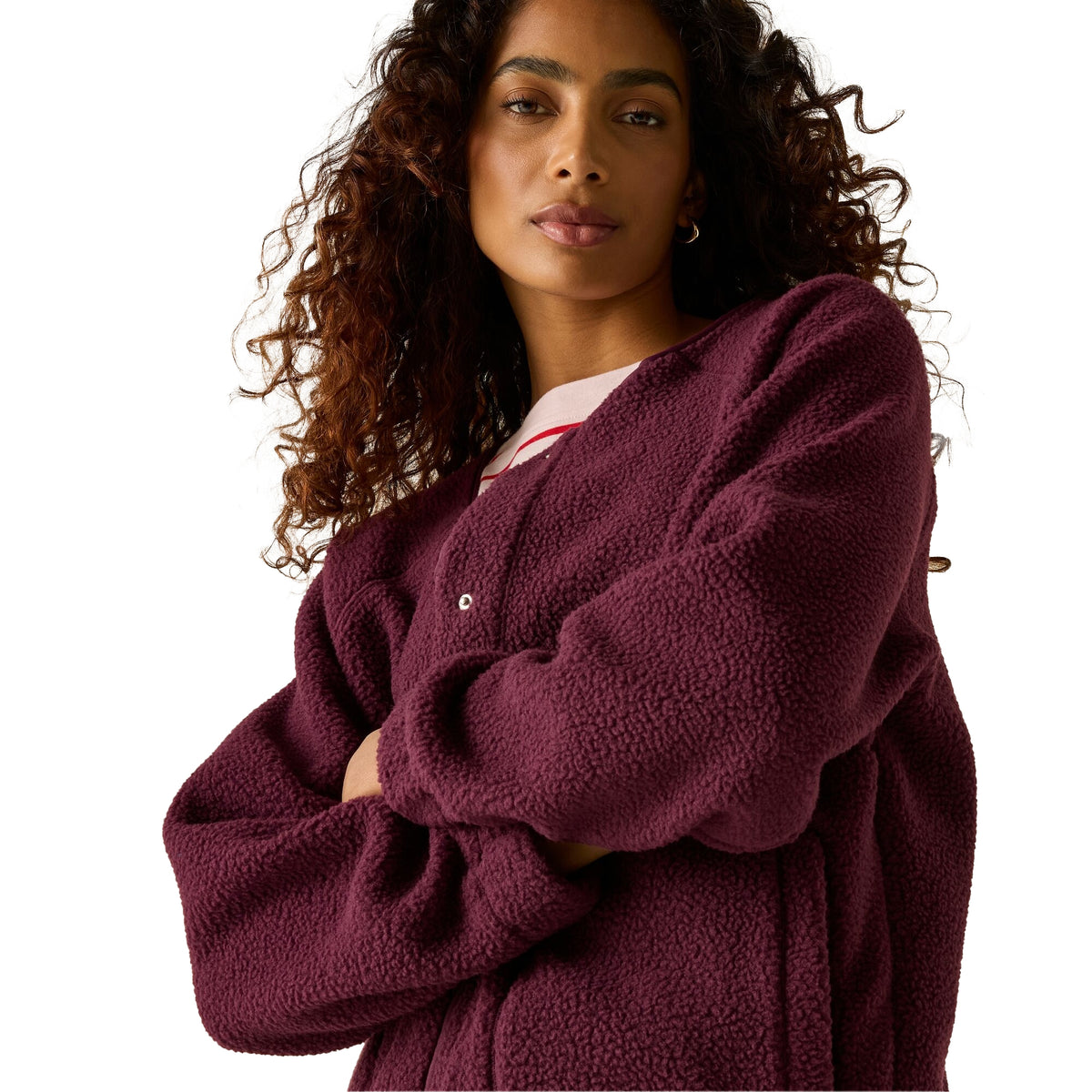 Fig - Pack Shot - Regatta Womens-Ladies Lea Borg Snap-Front Fleece
