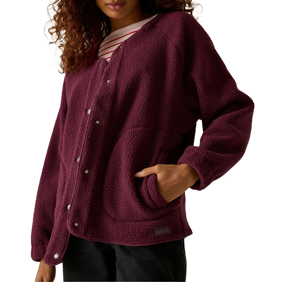 Fig - Close up - Regatta Womens-Ladies Lea Borg Snap-Front Fleece