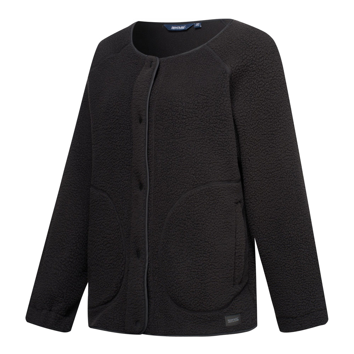 Black - Side - Regatta Womens-Ladies Lea Borg Snap-Front Fleece