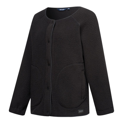Black - Side - Regatta Womens-Ladies Lea Borg Snap-Front Fleece