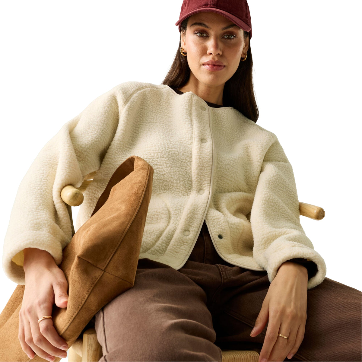 Light Vanilla - Close up - Regatta Womens-Ladies Lea Borg Snap-Front Fleece