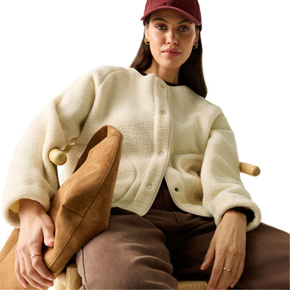 Light Vanilla - Close up - Regatta Womens-Ladies Lea Borg Snap-Front Fleece