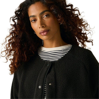 Black - Pack Shot - Regatta Womens-Ladies Lea Borg Snap-Front Fleece