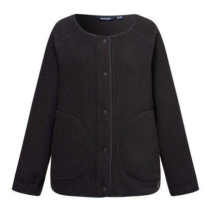 Black - Front - Regatta Womens-Ladies Lea Borg Snap-Front Fleece