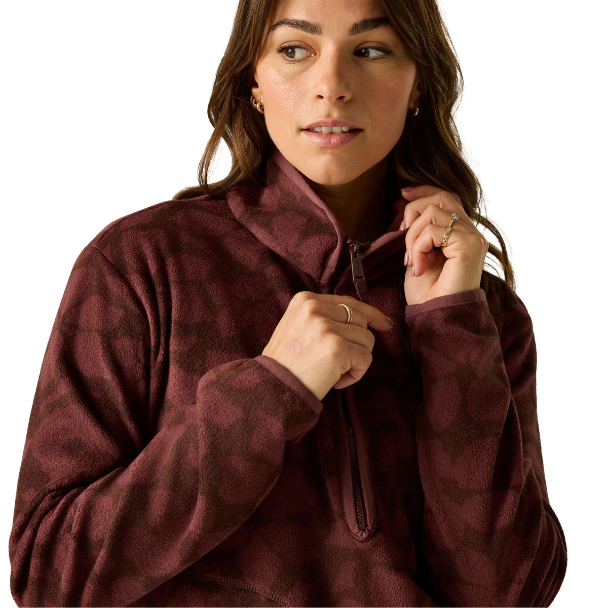 Dark Cherry - Pack Shot - Regatta Womens-Ladies Frankie Shadow Flower Half Zip Fleece