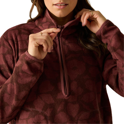 Dark Cherry - Close up - Regatta Womens-Ladies Frankie Shadow Flower Half Zip Fleece